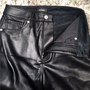 Express Shiny Black Leather Trousers